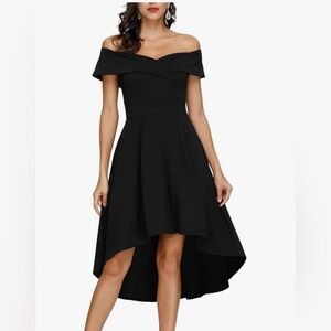 Chic Black High-Low Off-Shoulder Dress